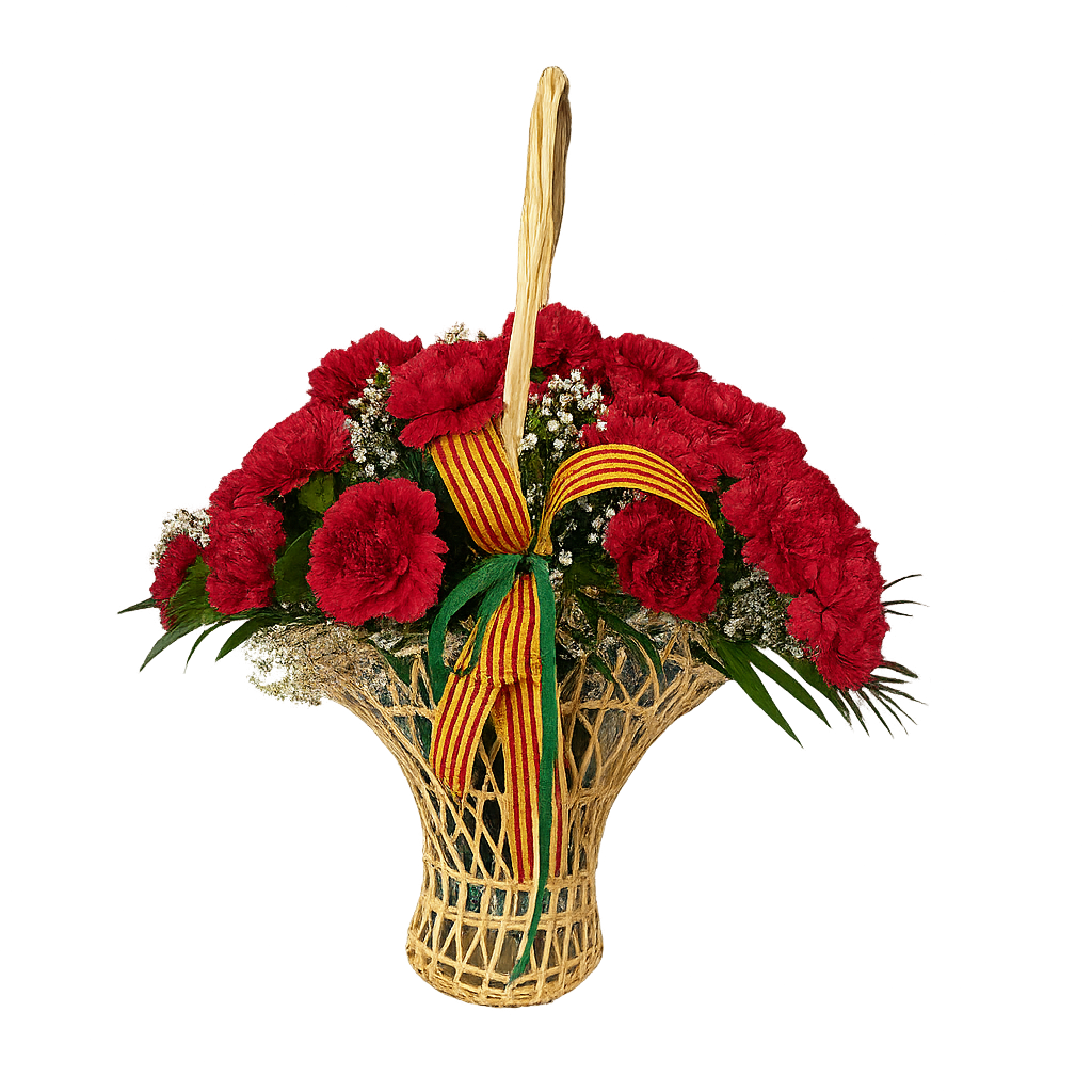 cesta magdalena 18 claveles rojos 01